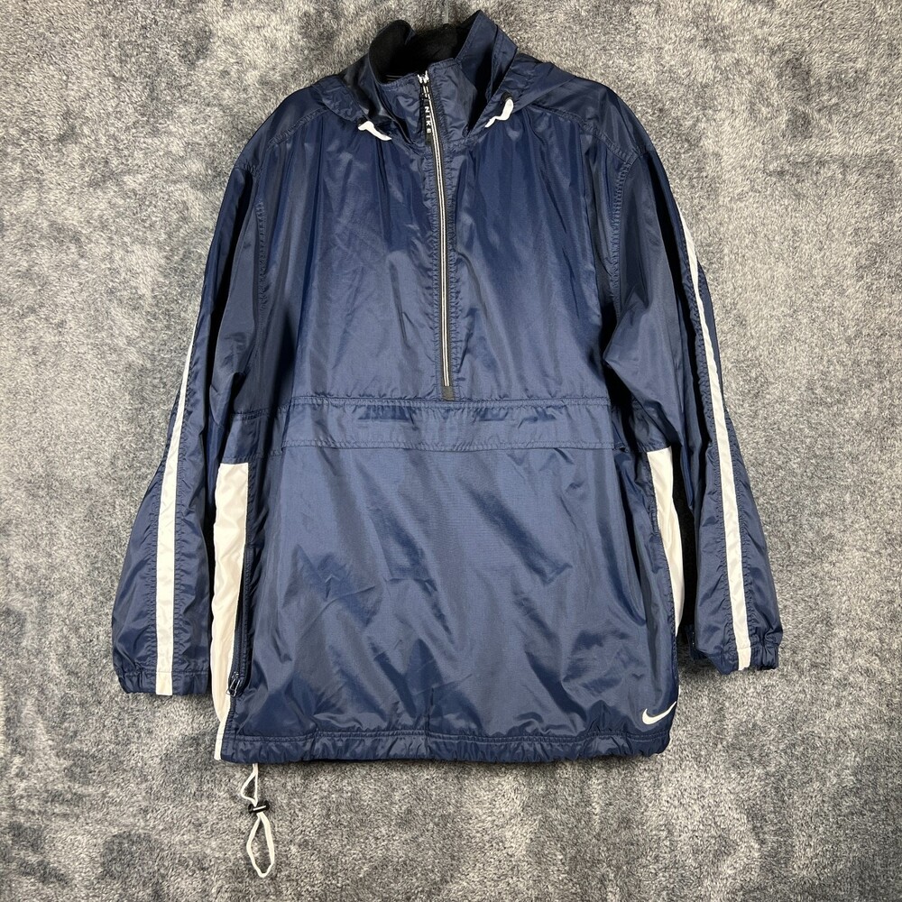 Vintage Nike Jacket Mens XL Blue Anorak Windbreaker Pullover y2k 1/2 Zip Hooded